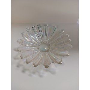Vintage Iridescent Carnival Glass Celestial Scalloped Glass Dish Bowl 11"